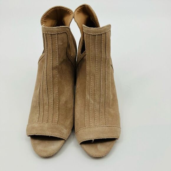 Joe's Jeans Ankle Boots Womens 7 Tan Suede Open Toe Booties - Picture 2 of 6